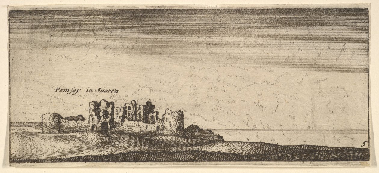 Pevenseyn linna, 1652-77. tekijältä Wenceslaus Hollar
