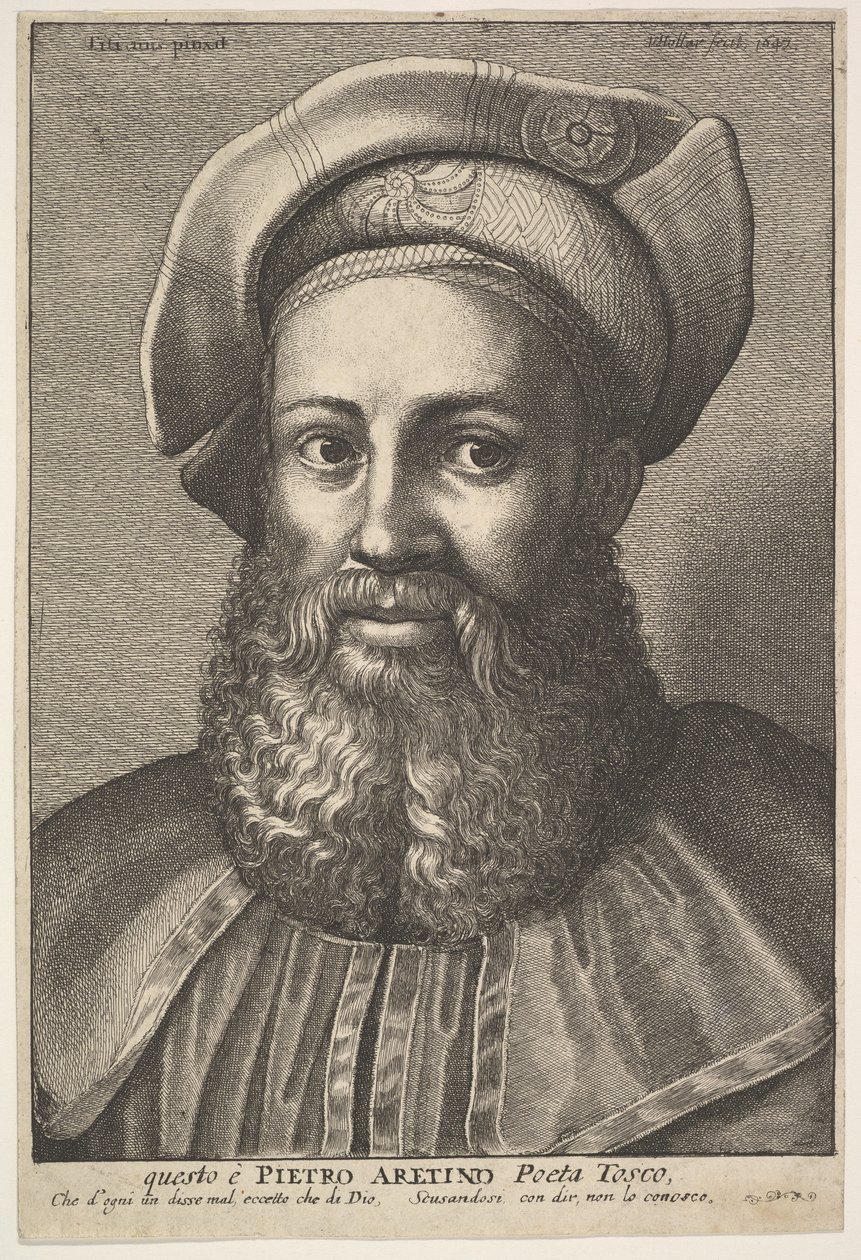 Pietro Aretino, 1640. tekijältä Wenceslaus Hollar