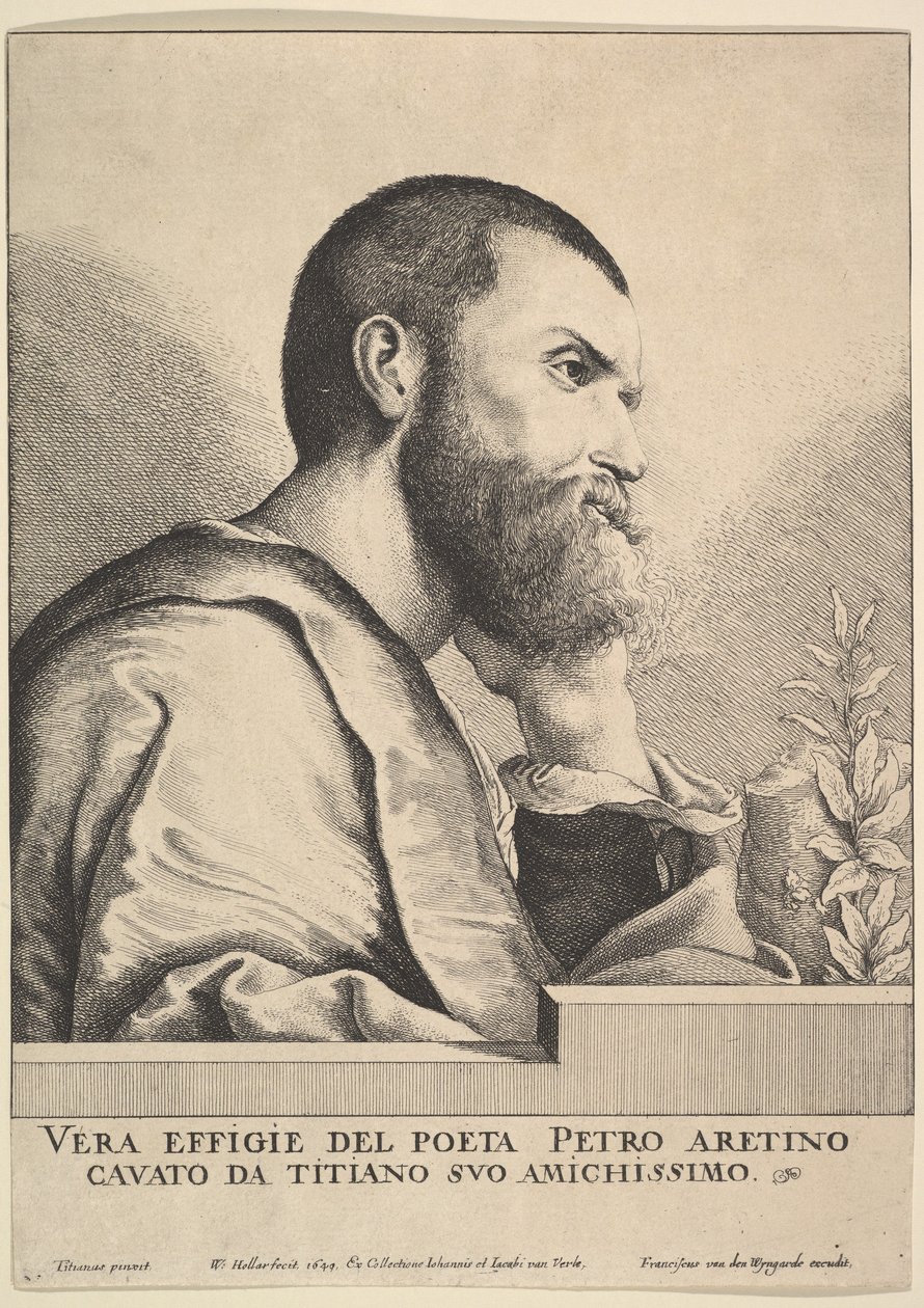 Pietro Aretino, 1649. tekijältä Wenceslaus Hollar
