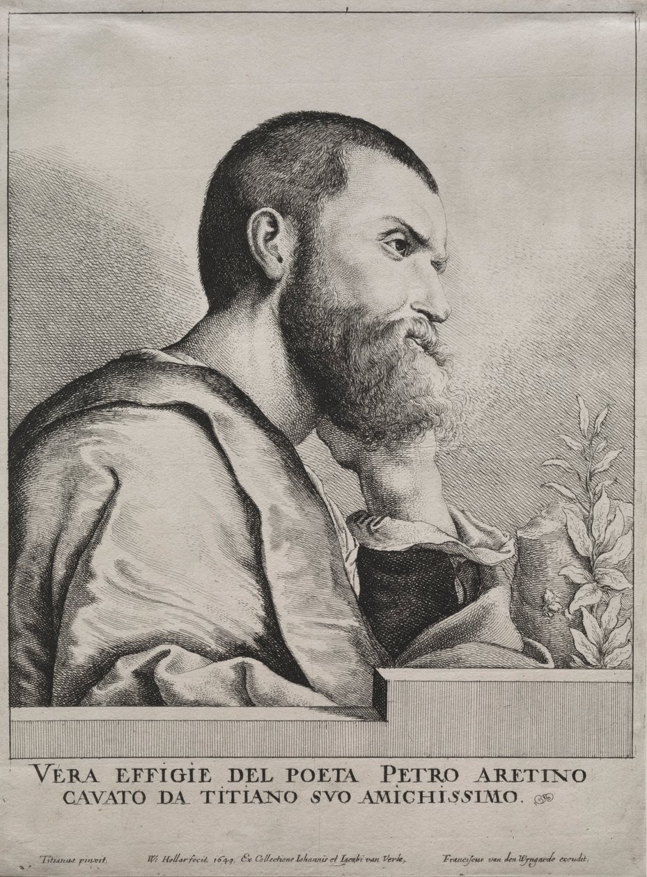 Pietro Aretinon muotokuva, 1649. tekijältä Wenceslaus Hollar