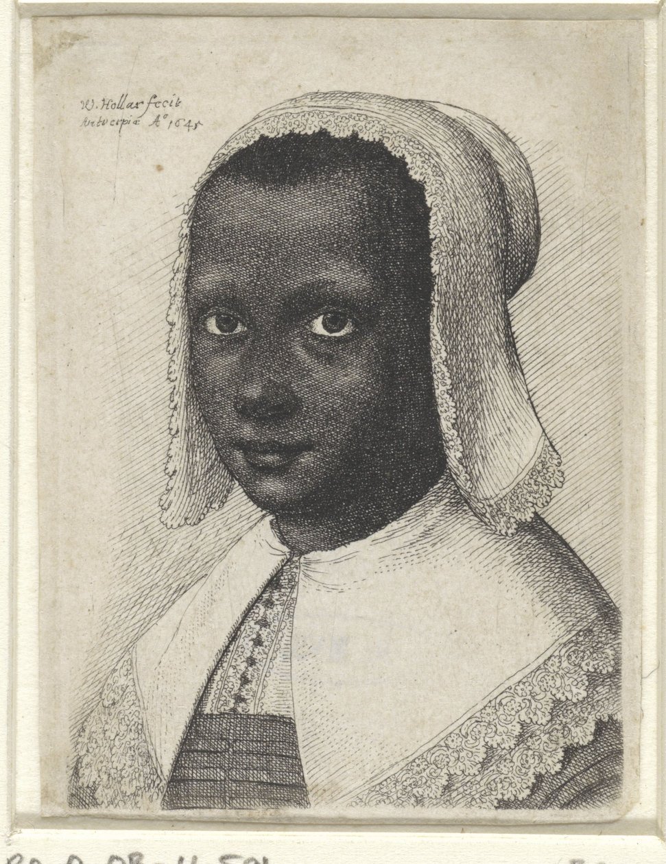 Nuoren mustan naisen muotokuva, 1645 tekijältä Wenceslaus Hollar