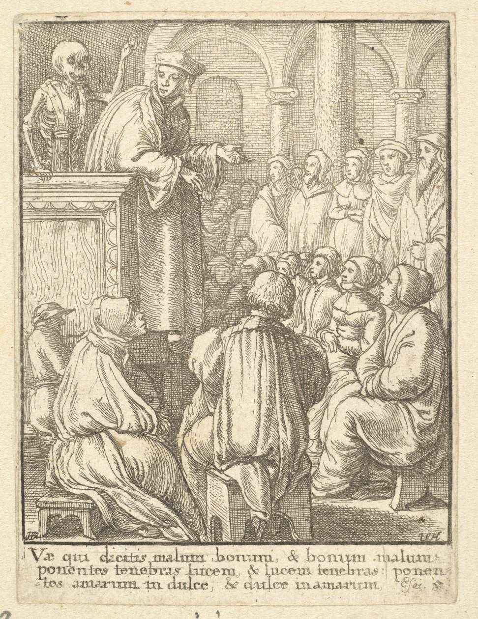 Saarnaaja, Kuolemantanssista, 1651. tekijältä Wenceslaus Hollar