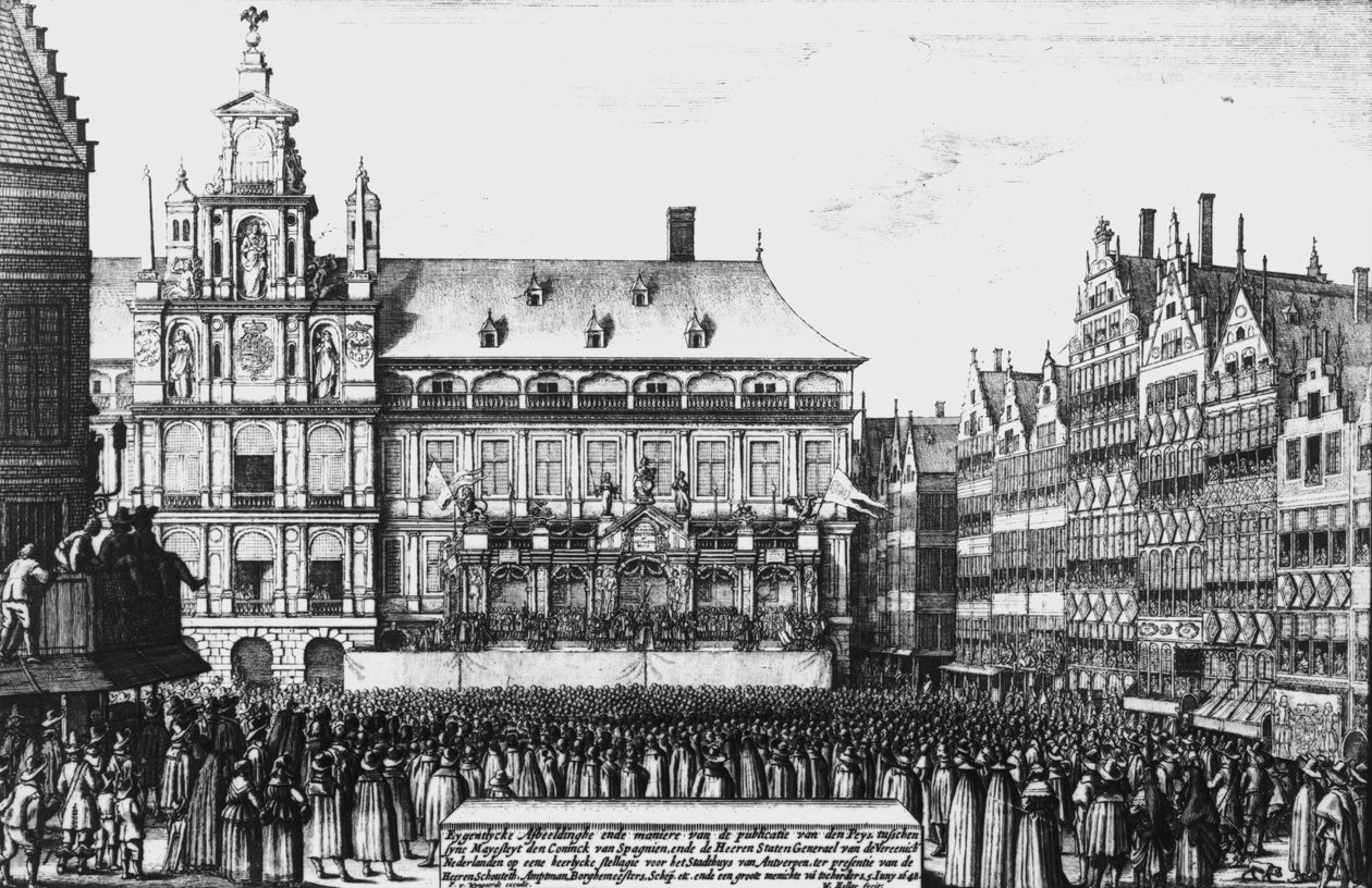 Vestfalenin rauhan julistus vuonna 1648, kaiverrus F. Wyngaerde tekijältä Wenceslaus Hollar