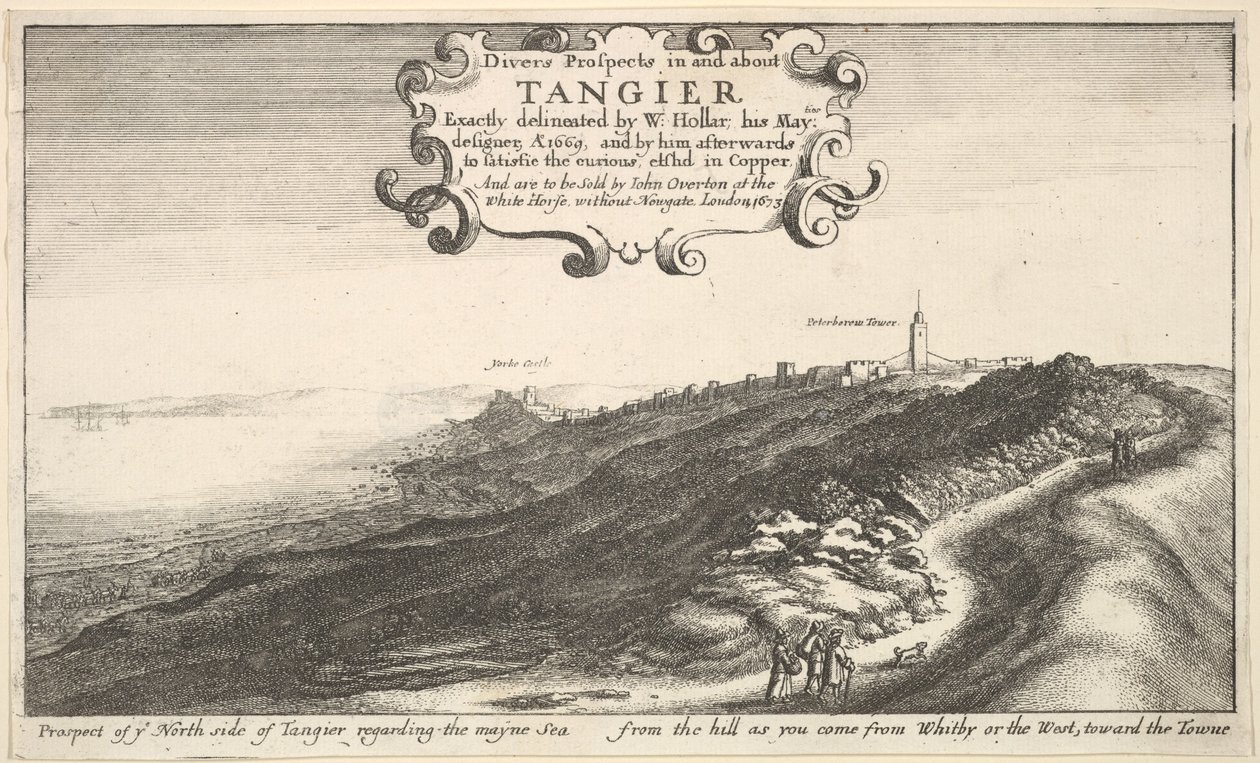 Näkymä Tangerin pohjoispuolelle koskien Maynenmerta kukkulasta tullessasi... vuoteen 1673 mennessä. tekijältä Wenceslaus Hollar