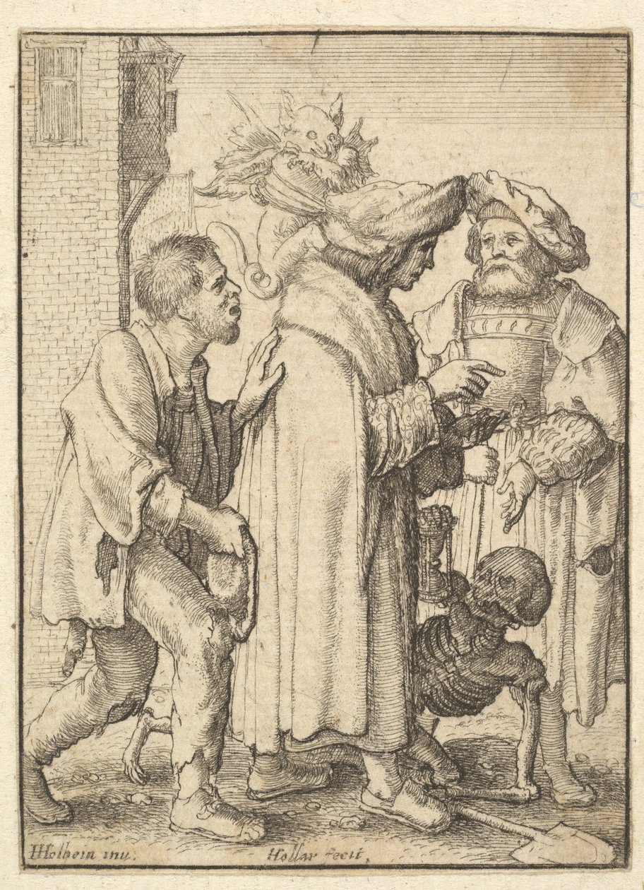 Rikas mies, Kuolemantanssista, 1651. tekijältä Wenceslaus Hollar