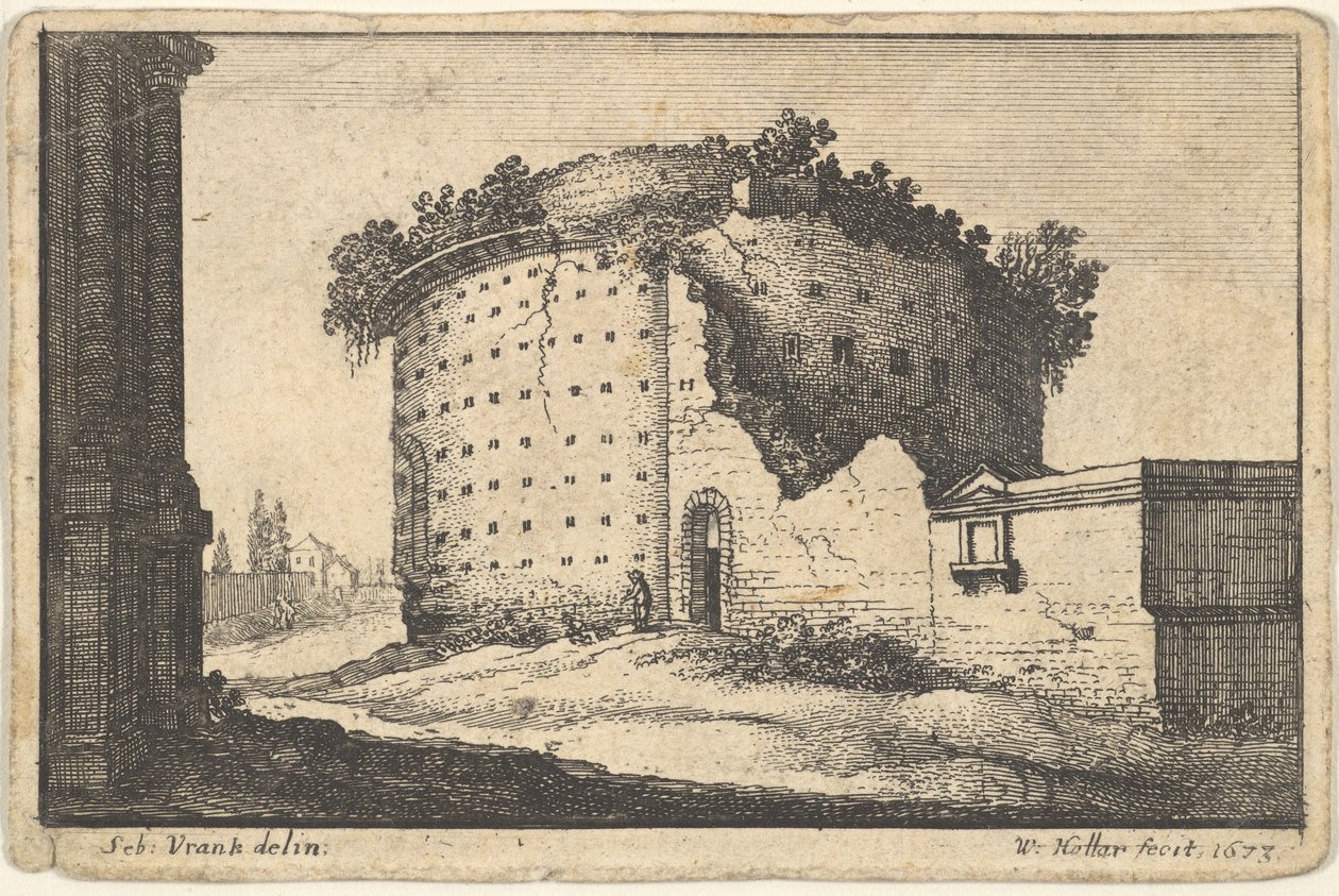 Pyöreän rakennuksen rauniot, 1673. tekijältä Wenceslaus Hollar