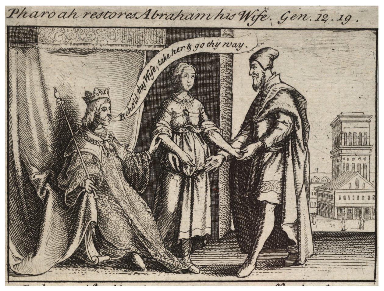 Saara palautettiin Aabrahamille. Valtio 2 tekijältä Wenceslaus Hollar