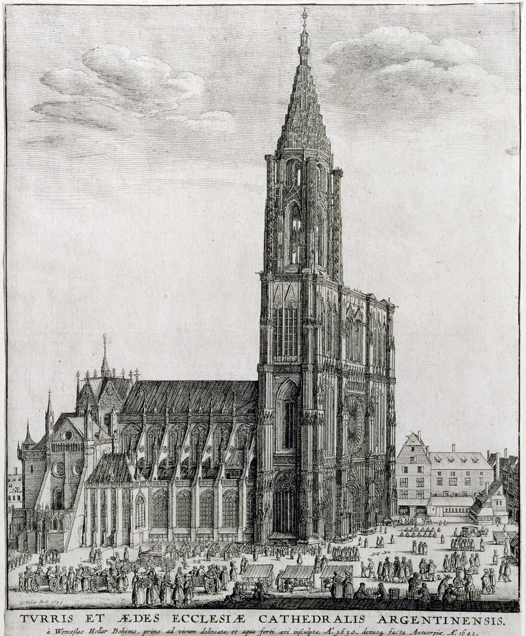 Strasbourgin katedraali, 1645 tekijältä Wenceslaus Hollar