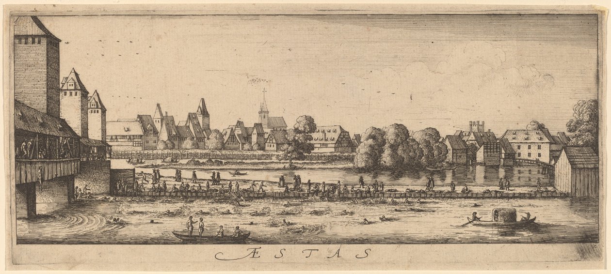 Kesä: Uimapaikka tekijältä Wenceslaus Hollar