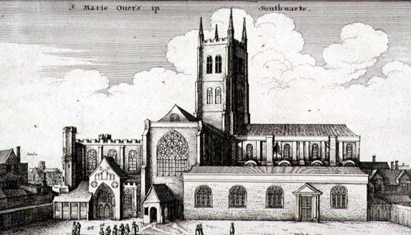 Pyhän Vapahtajan ja St. Mary Overien katedraalikirkko, Southwark tekijältä Wenceslaus Hollar