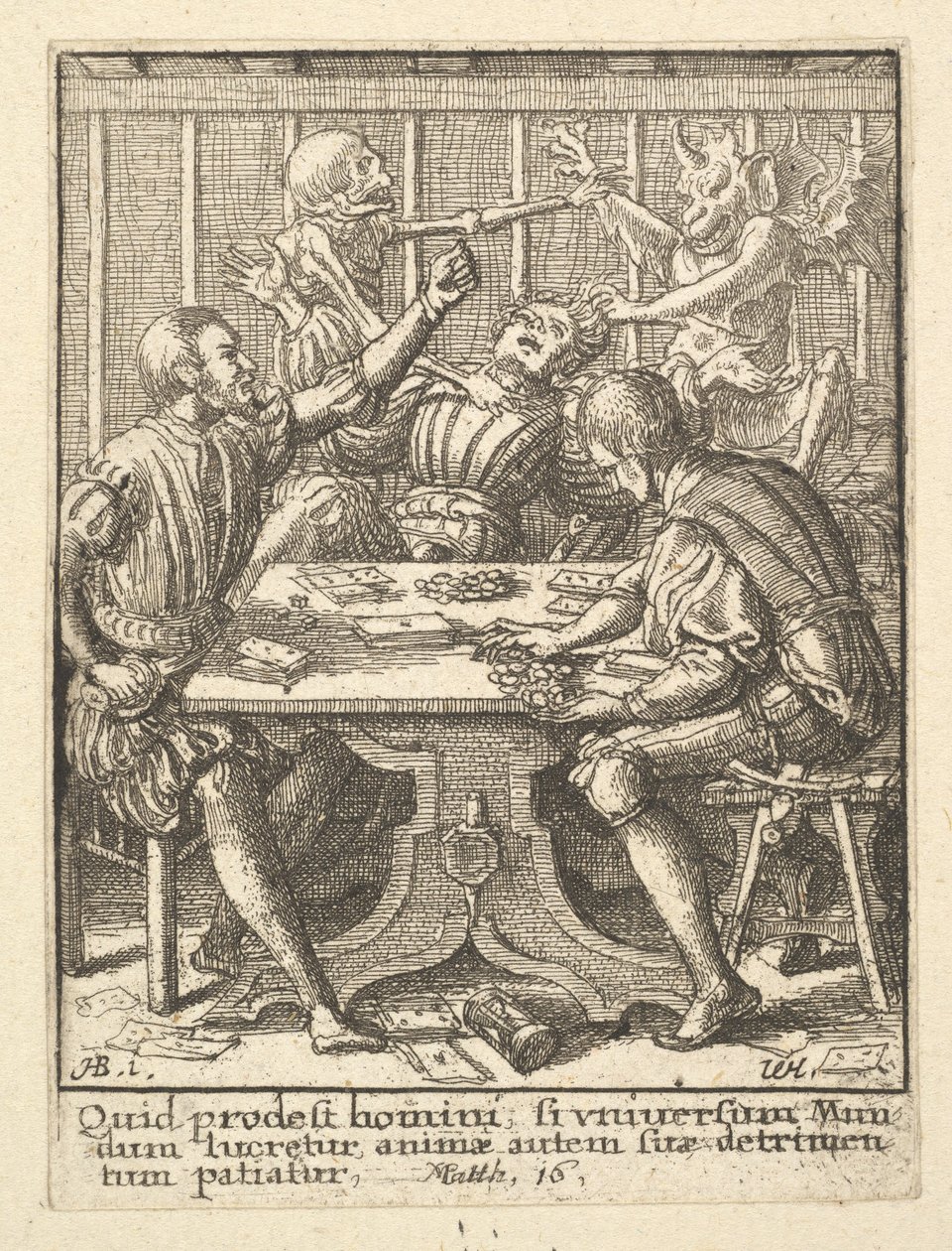 Pelimiehet, Kuolemantanssista, 1651. tekijältä Wenceslaus Hollar