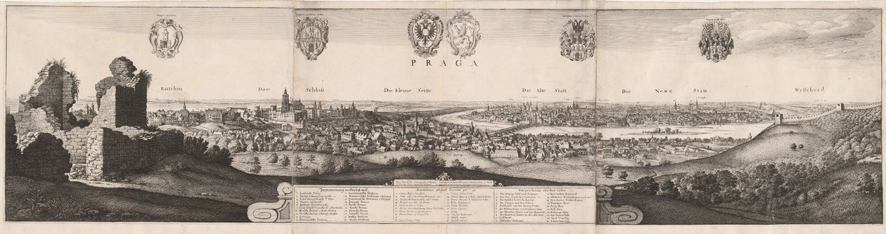 Suuri näkymä Prahasta tekijältä Wenceslaus Hollar