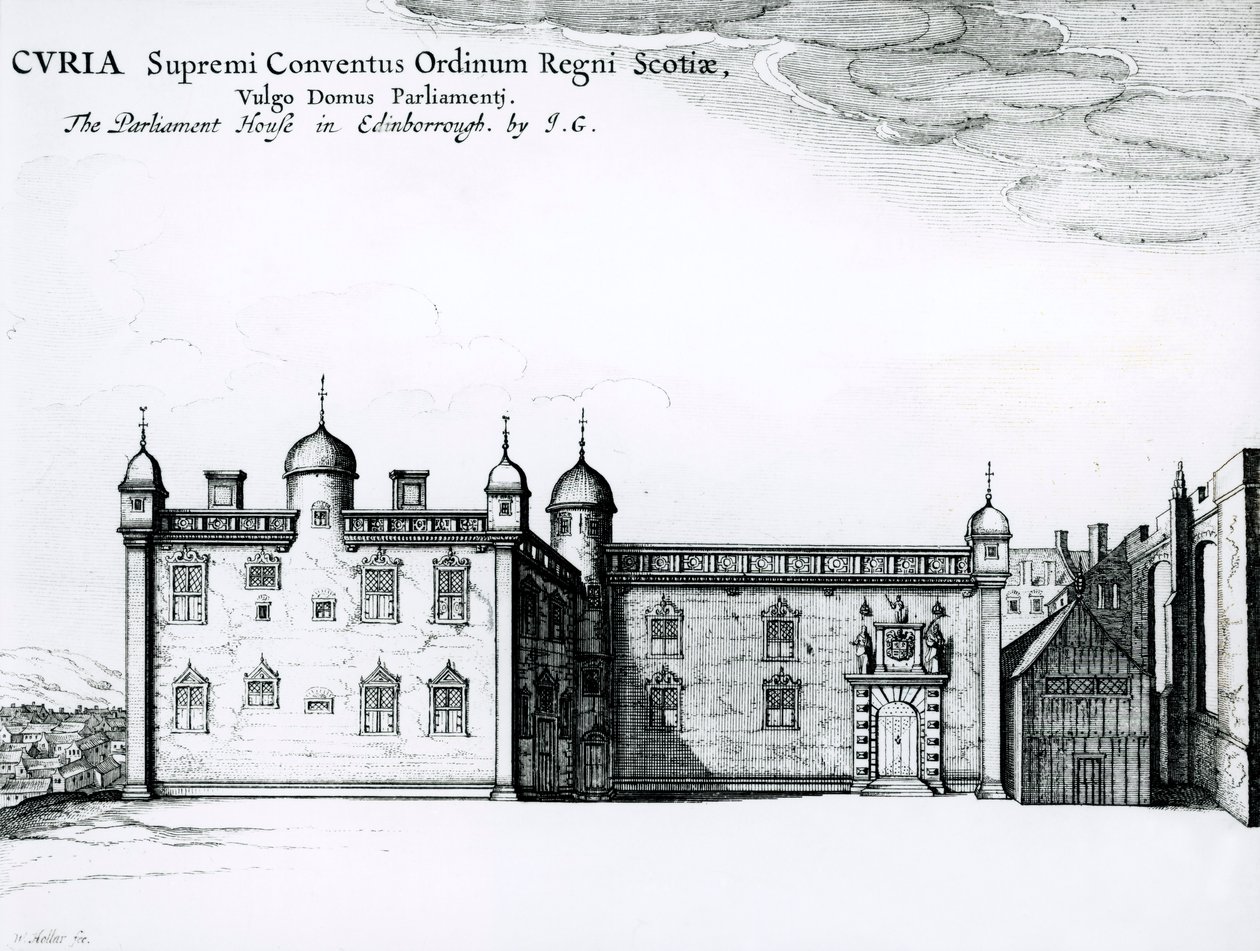 Eduskuntatalo Edinburghissa (kaiverrus) (bundw-kuva) tekijältä Wenceslaus Hollar