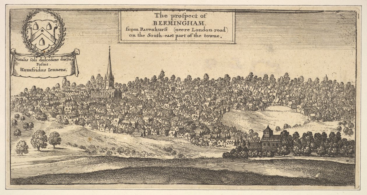 The Prospect of Bermingham, Ravenshurst neere London-roadilta kaakkoisosassa..., 1625-77. tekijältä Wenceslaus Hollar