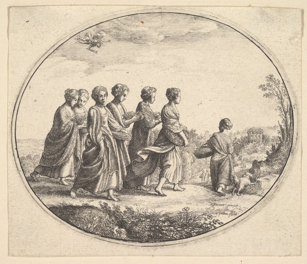 Aglaura Mercuryn ja Hersen tyttäret, n. 1646. tekijältä Wenceslaus Hollar