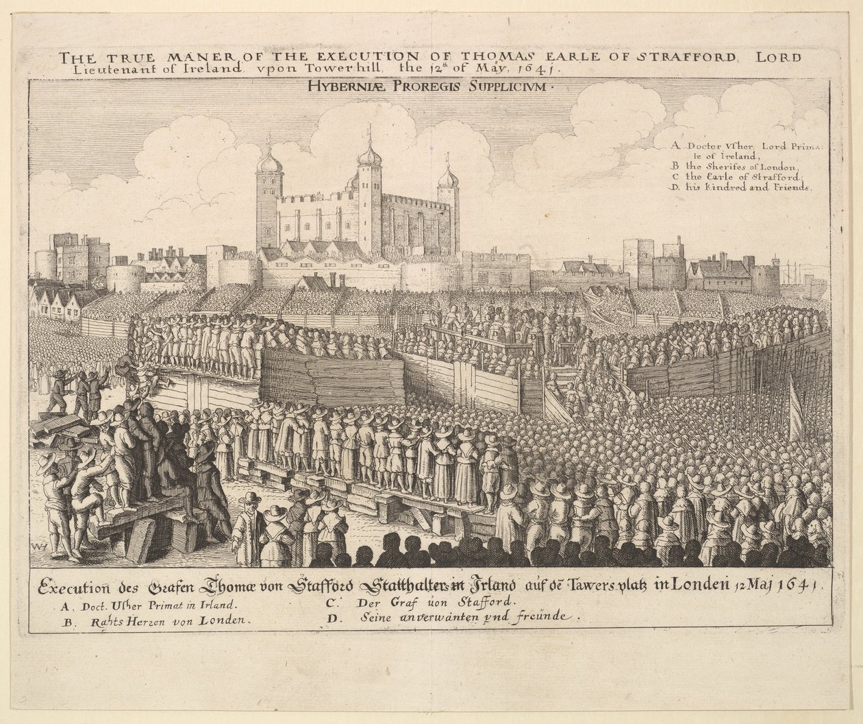 Thomas Earlen Straffordin teloituksen todellinen [tapa], 1641. tekijältä Wenceslaus Hollar