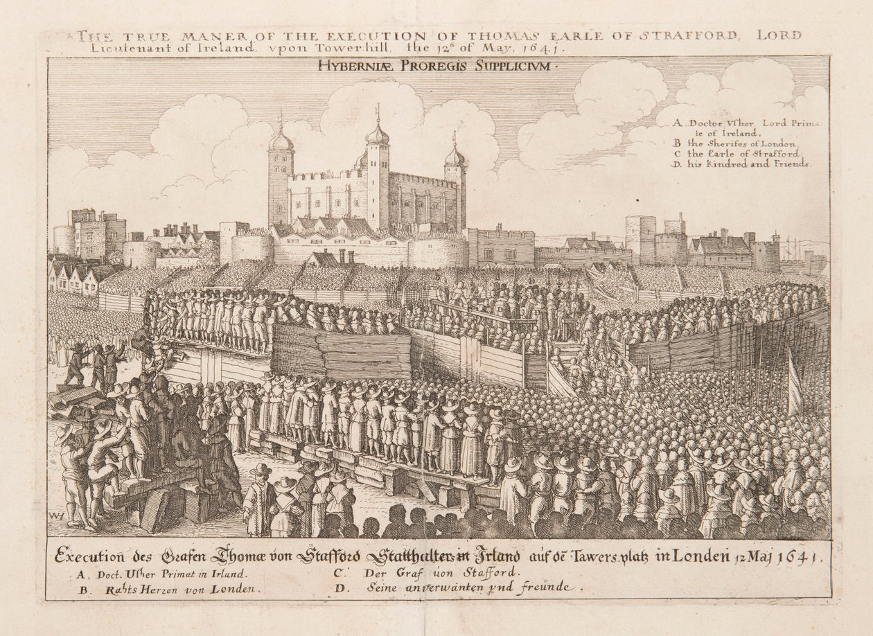Irlannin lordiluutnantin Thomas Earle of Straffordin teloituksen todellinen tapa..., noin 1642 tekijältä Wenceslaus Hollar