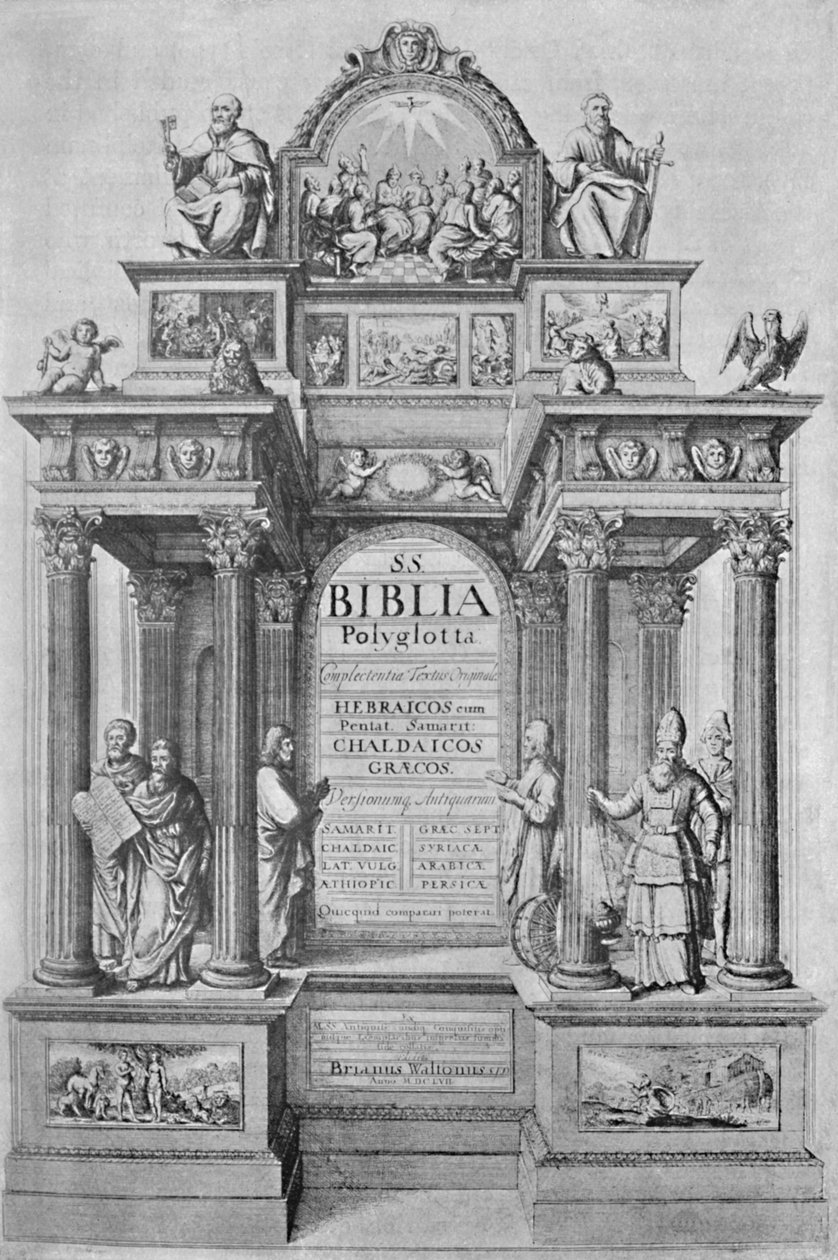 Waltons Polyglot Biblen nimisivu, 1657, 1904 tekijältä Wenceslaus Hollar