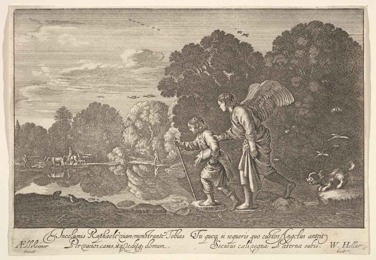 Tobias ja enkeli, 1644-52. tekijältä Wenceslaus Hollar