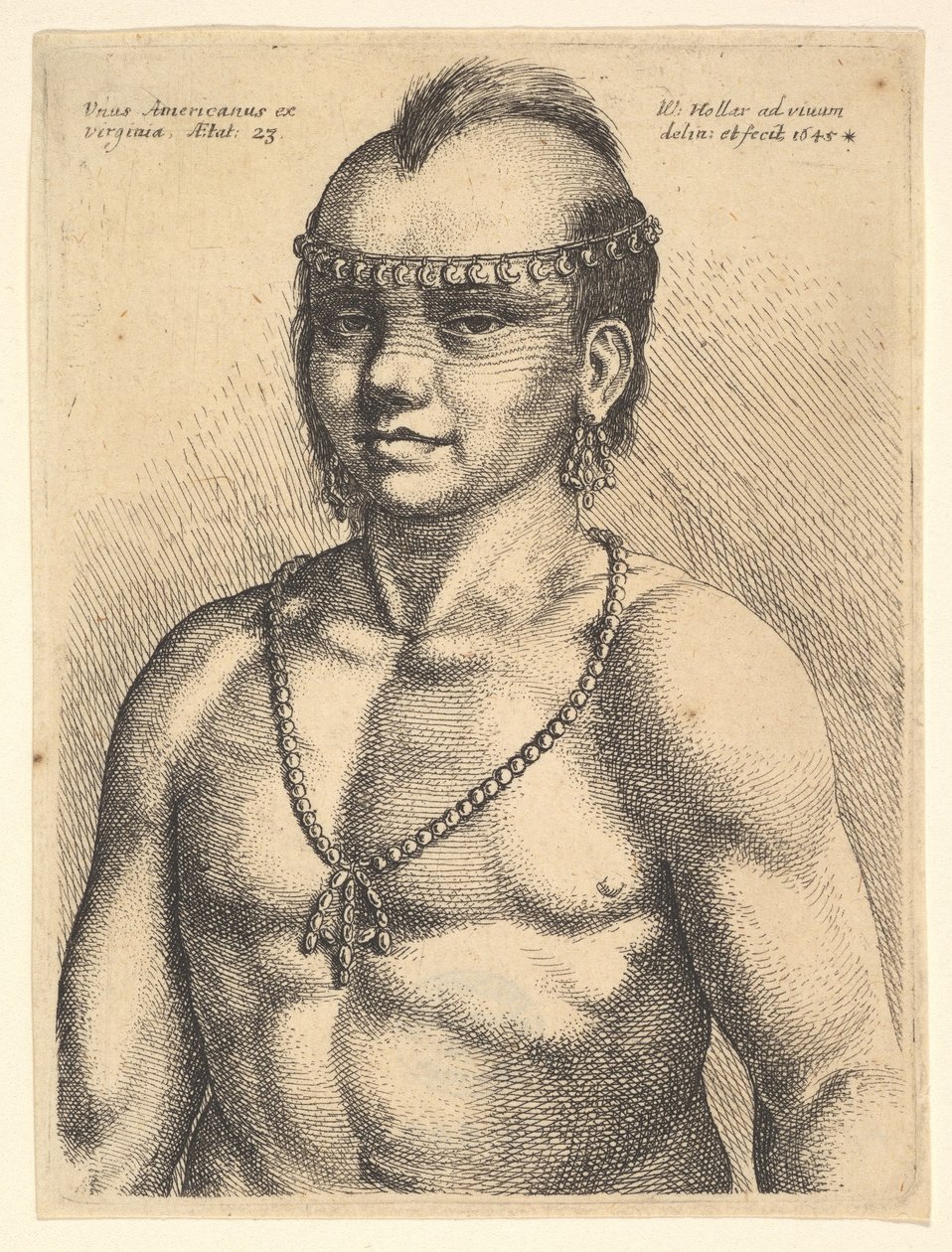 Yksi amerikkalainen Virginiasta Amerikkalainen Virginiasta, 1645 tekijältä Wenceslaus Hollar
