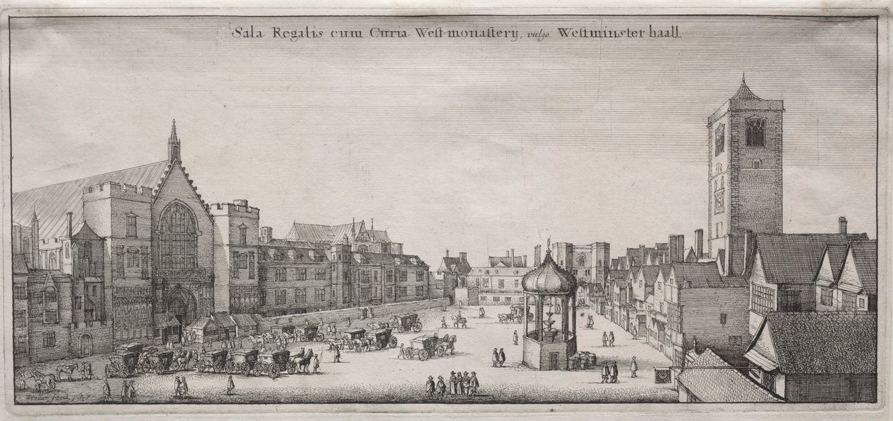 Näkymä Lontooseen: New Palace Yard ja Westminster Hall ja Clock House, 1647. tekijältä Wenceslaus Hollar