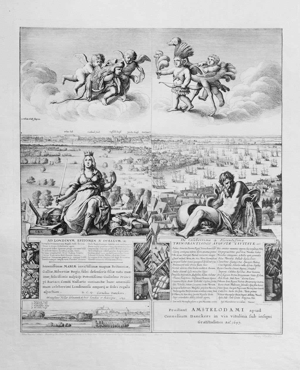 Näkymä Lontooseen, julkaistu 1647 (faksikopio) (yksityiskohta) tekijältä Wenceslaus Hollar