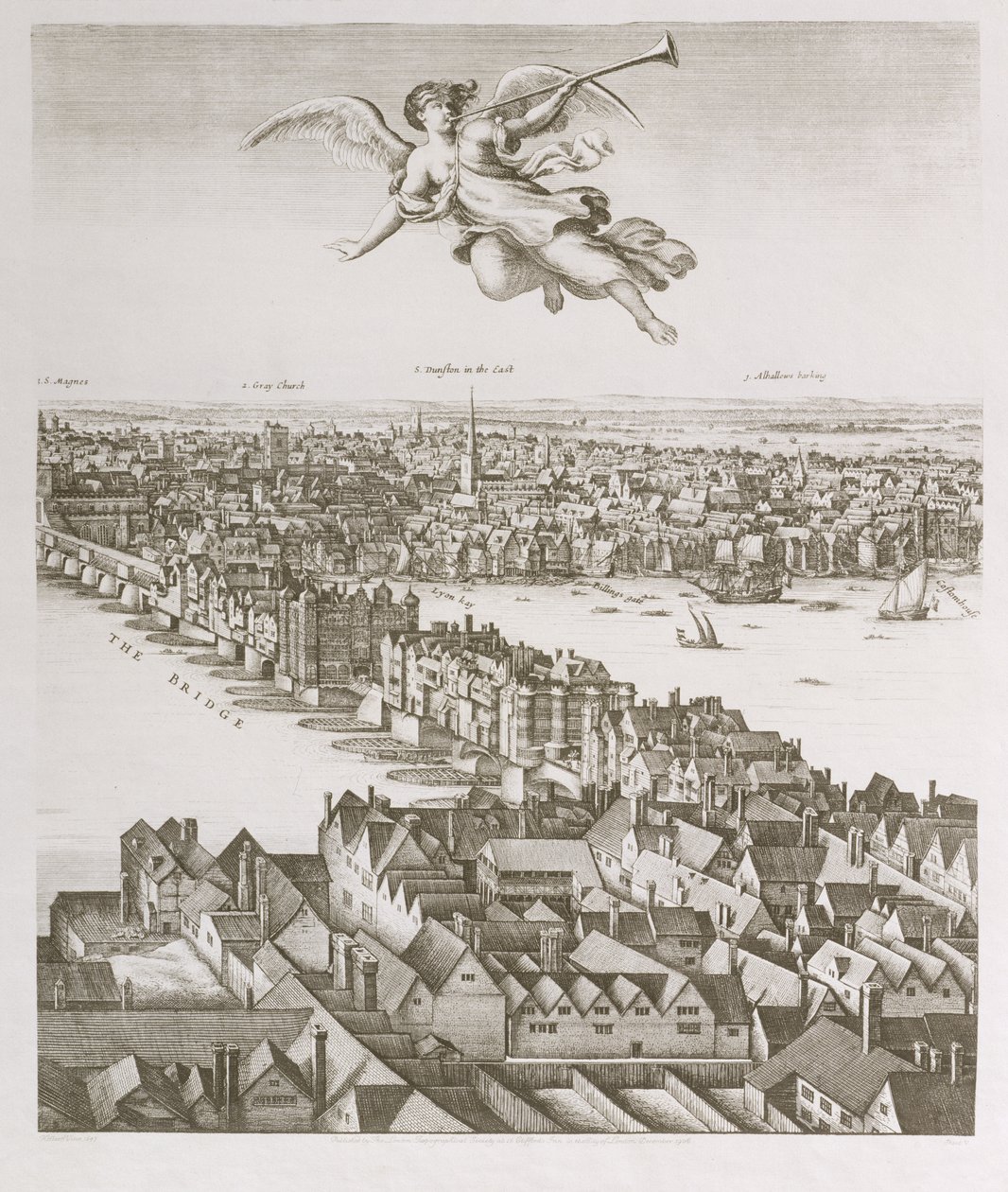 Näkymä Lontoosta, julkaistu 1647 (faksimilekopio) (yksityiskohta) tekijältä Wenceslaus Hollar