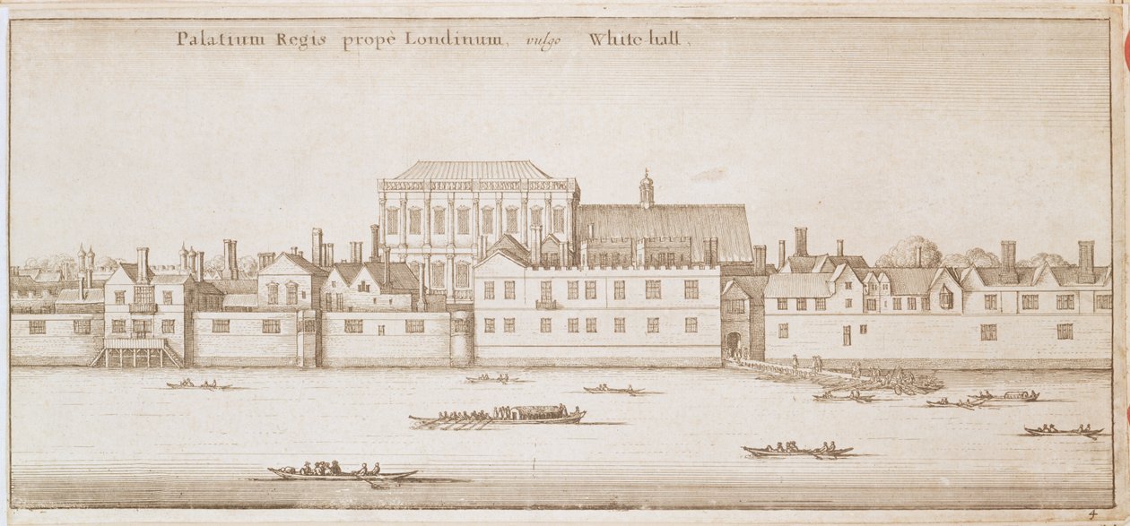 Näkymä Whitehallille, 1645 tekijältä Wenceslaus Hollar