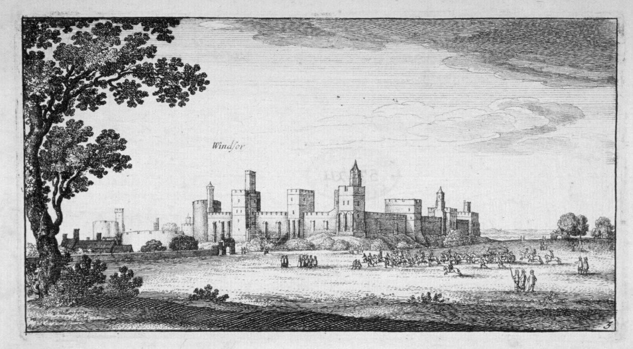 Näkymä Windsorin linnalle, Berkshire, 1644 tekijältä Wenceslaus Hollar