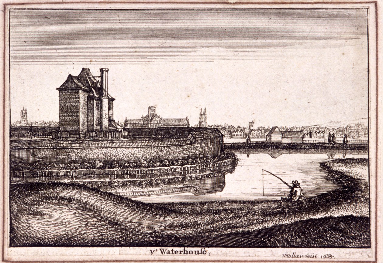 Näkymä New River Headiä ympäröivälle alueelle, Finsbury, Lontoo, 1665 tekijältä Wenceslaus Hollar