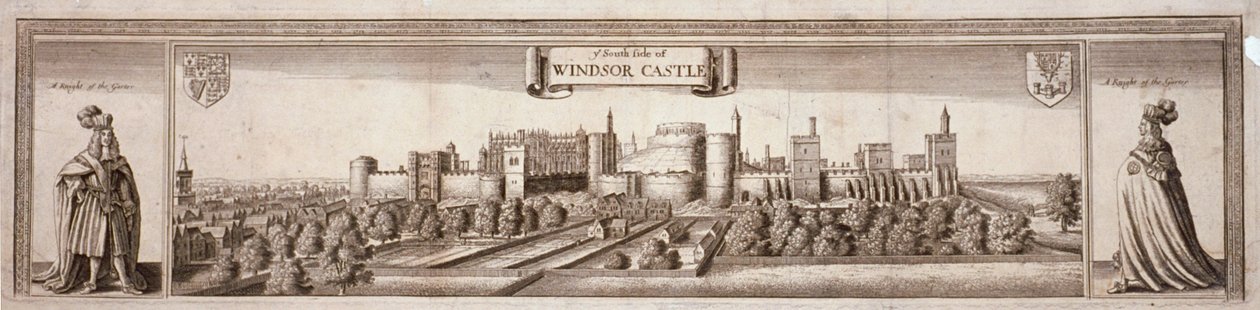 Näkymä Windsorin linnan eteläpuolelle, Berkshire, c1660 tekijältä Wenceslaus Hollar