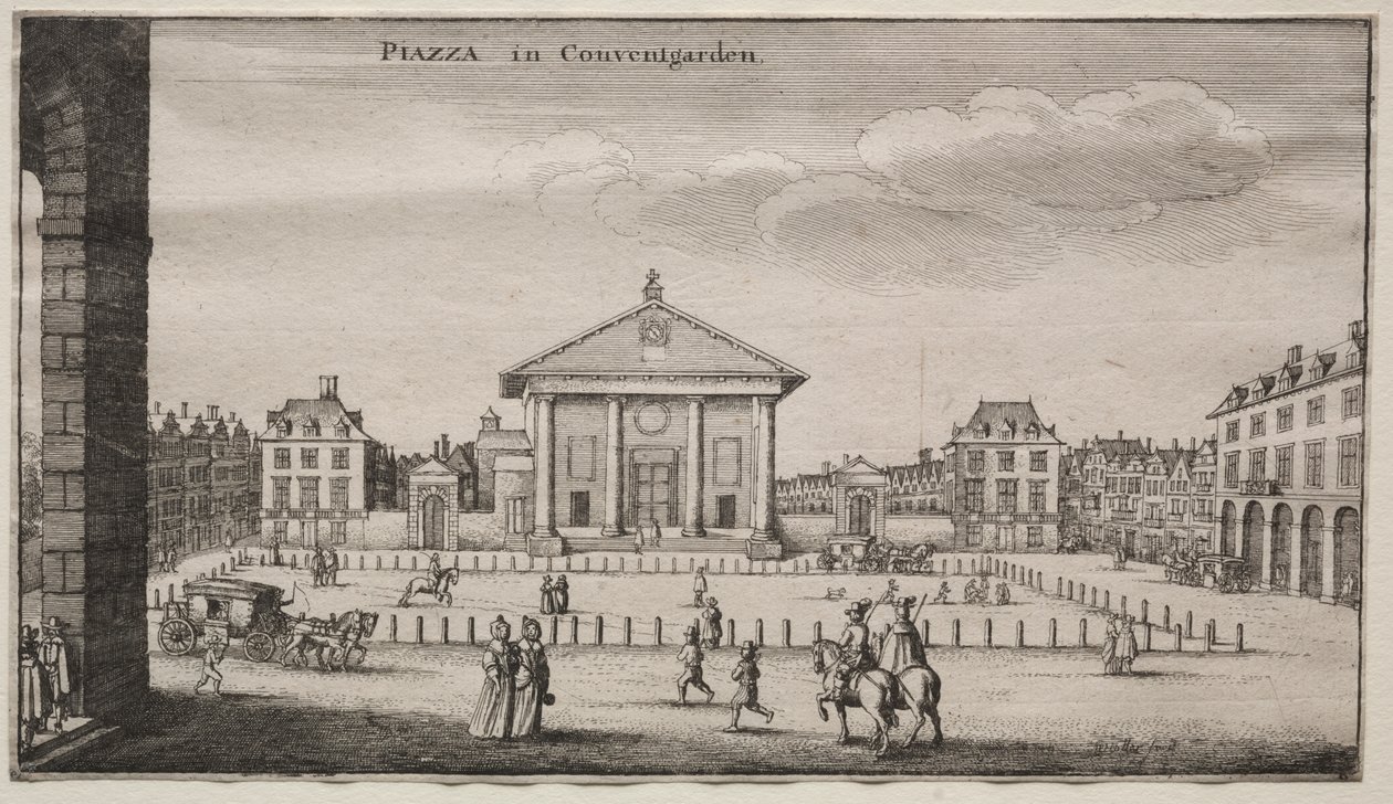 Näkymät Lontooseen: Piazza Covent Gardenissa tekijältä Wenceslaus Hollar