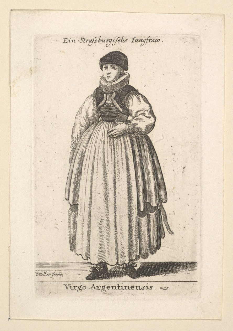 Neitsyt Argentinensis. Naimaton nainen Strasbourgista, 1625-77. tekijältä Wenceslaus Hollar