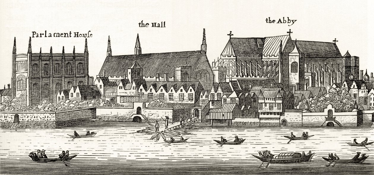 Westminster vuonna 1647, pastori Richard Lovettin teoksesta "London Pictures: Drawn with Pen and Pencil", julkaistu 1890 tekijältä Wenceslaus Hollar