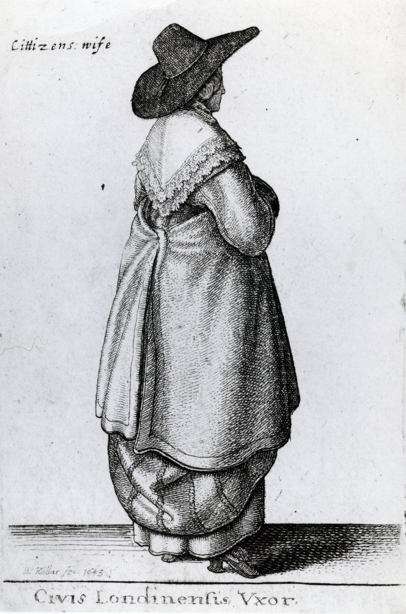 Lontoon kansalaisen vaimo, 1643 tekijältä Wenceslaus Hollar