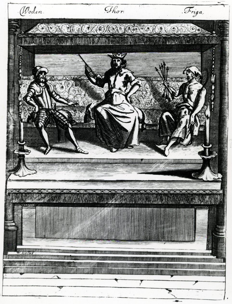 Woden, Thor ja Friga tekijältä Wenceslaus Hollar