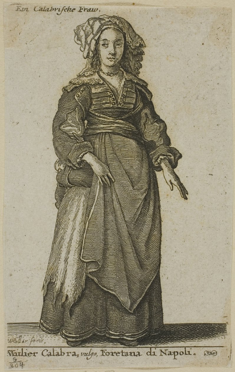 Calabrian nainen tekijältä Wenceslaus Hollar