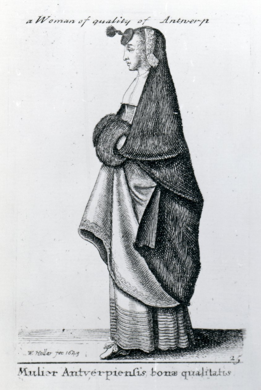 Laatunainen Antwerpenistä, 1643 tekijältä Wenceslaus Hollar