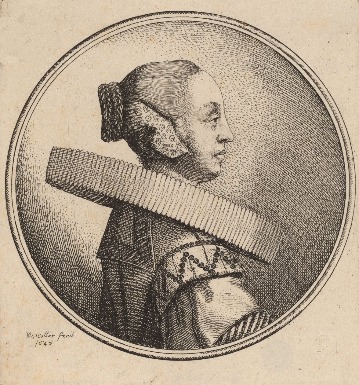 Nainen, jolla on profiili, 1643. tekijältä Wenceslaus Hollar
