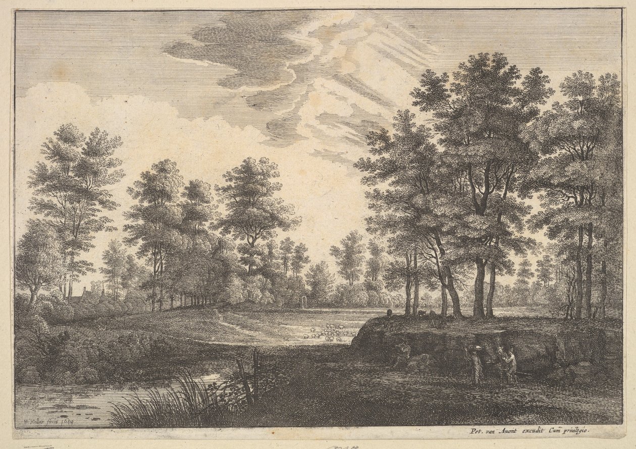 Metsäinen maisema, 1644. tekijältä Wenceslaus Hollar