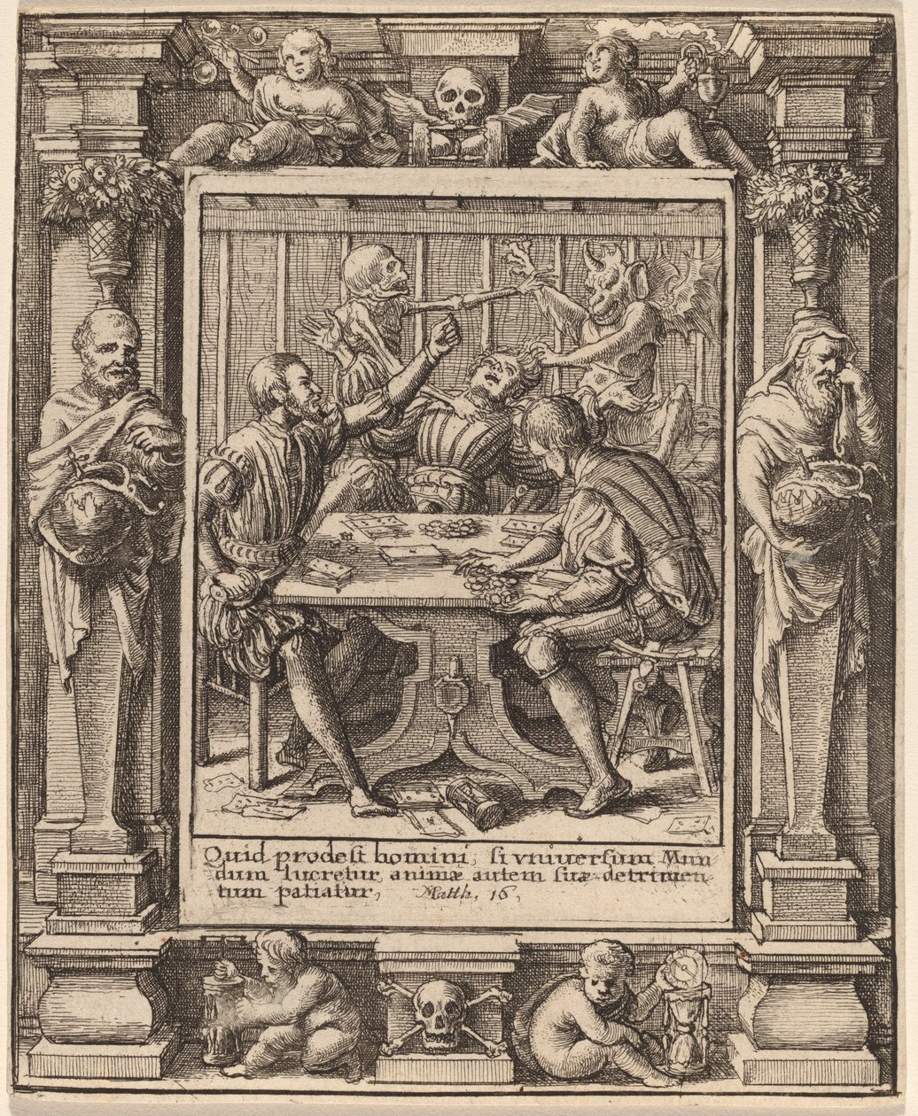 Pelimiehet tekijältä Wenceslaus Hollar after Hans Holbein the Younger after Abraham van Diepenbeeck