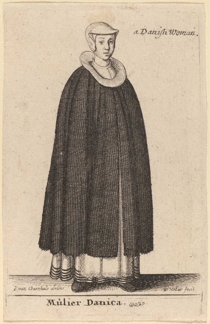 Tanskalainen nainen tekijältä Wenceslaus Hollar after Hendrik J. van Craenhals