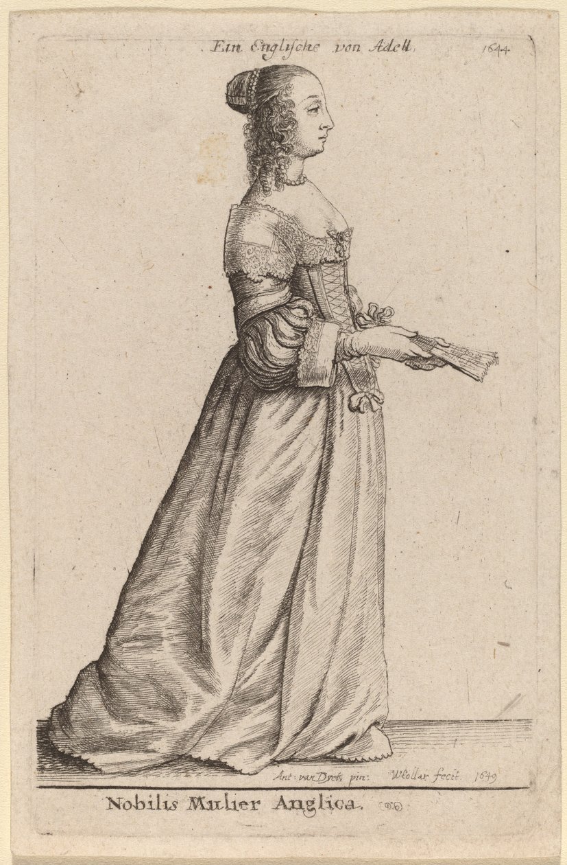 Jalo englantilainen nainen tekijältä Wenceslaus Hollar after Sir Anthony van Dyck