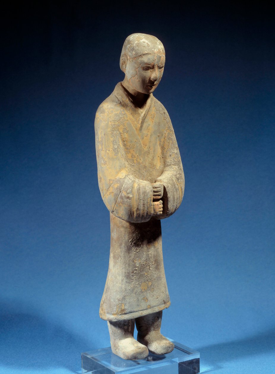 Kiinalainen taide: Lady tekee tarjouksia; hautausterrakotta Han-ajalta (antiikki). Pariisi, Musee Cernuschi tekijältä Western Han Dynasty Chinese School