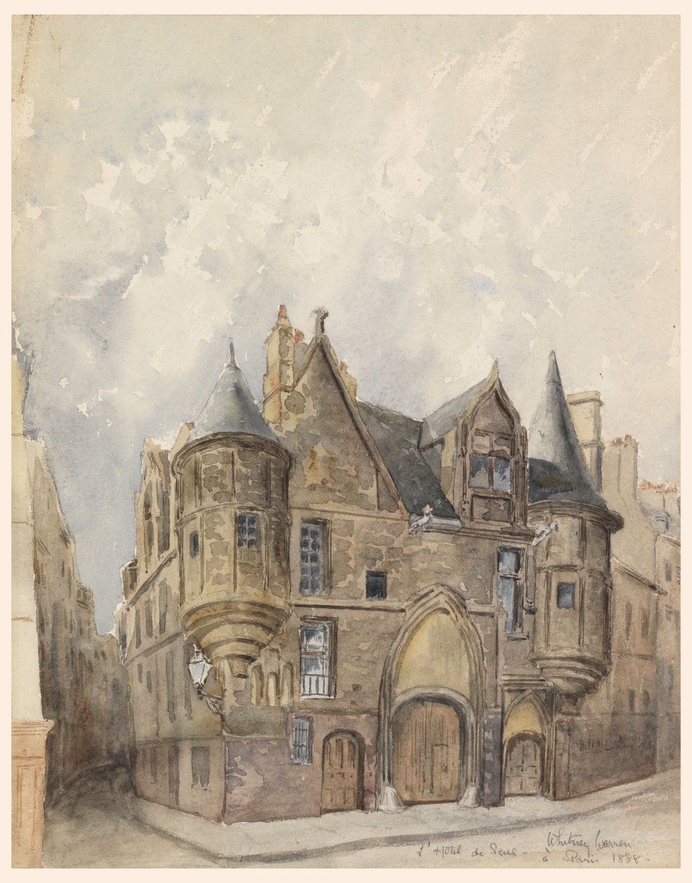 Piirros, Hotel de Sens, Pariisi, 1888 tekijältä Whitney Warren Jr.