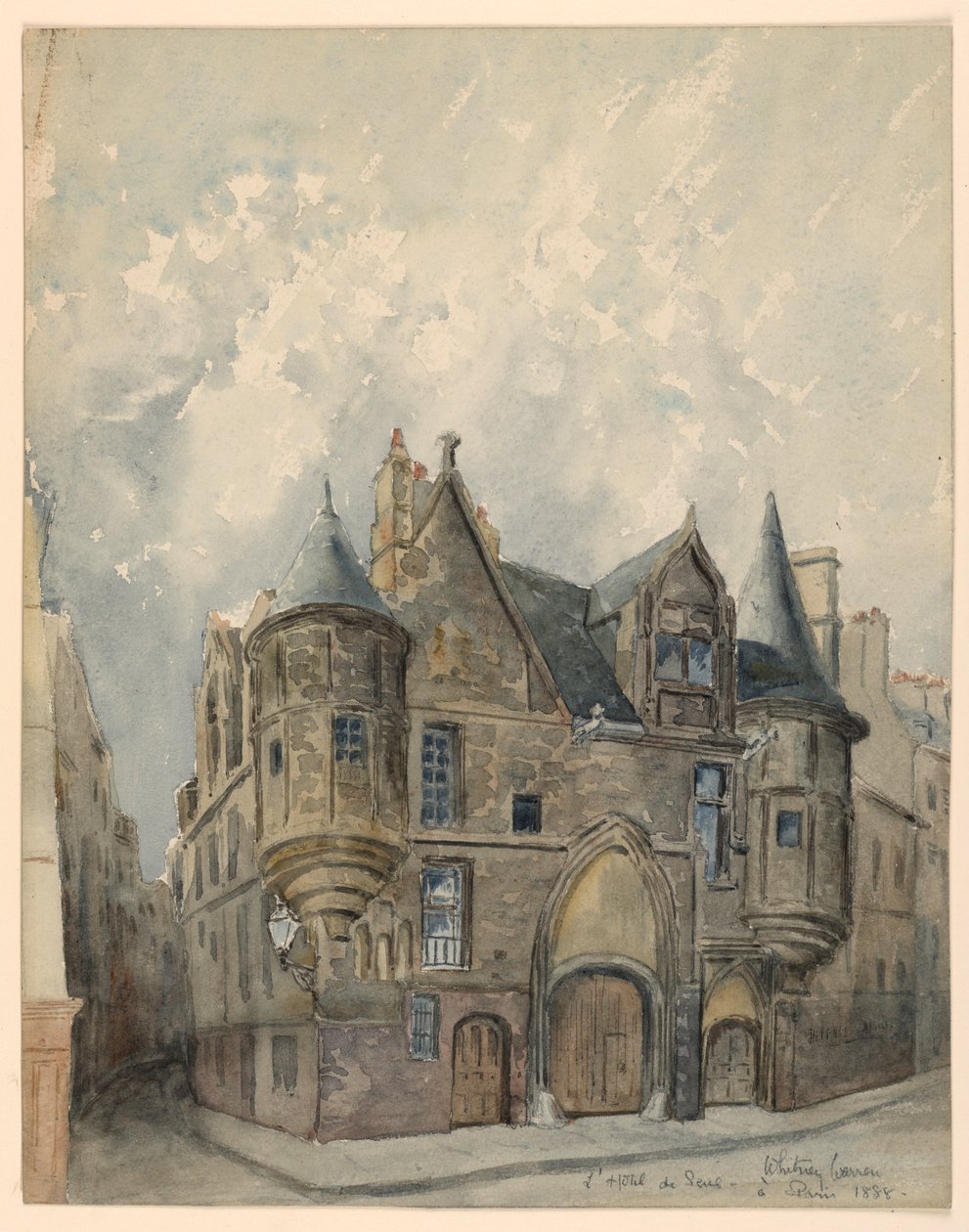 Piirros, Hotel de Sens, Pariisi, 1888 tekijältä Whitney Warren Jr.
