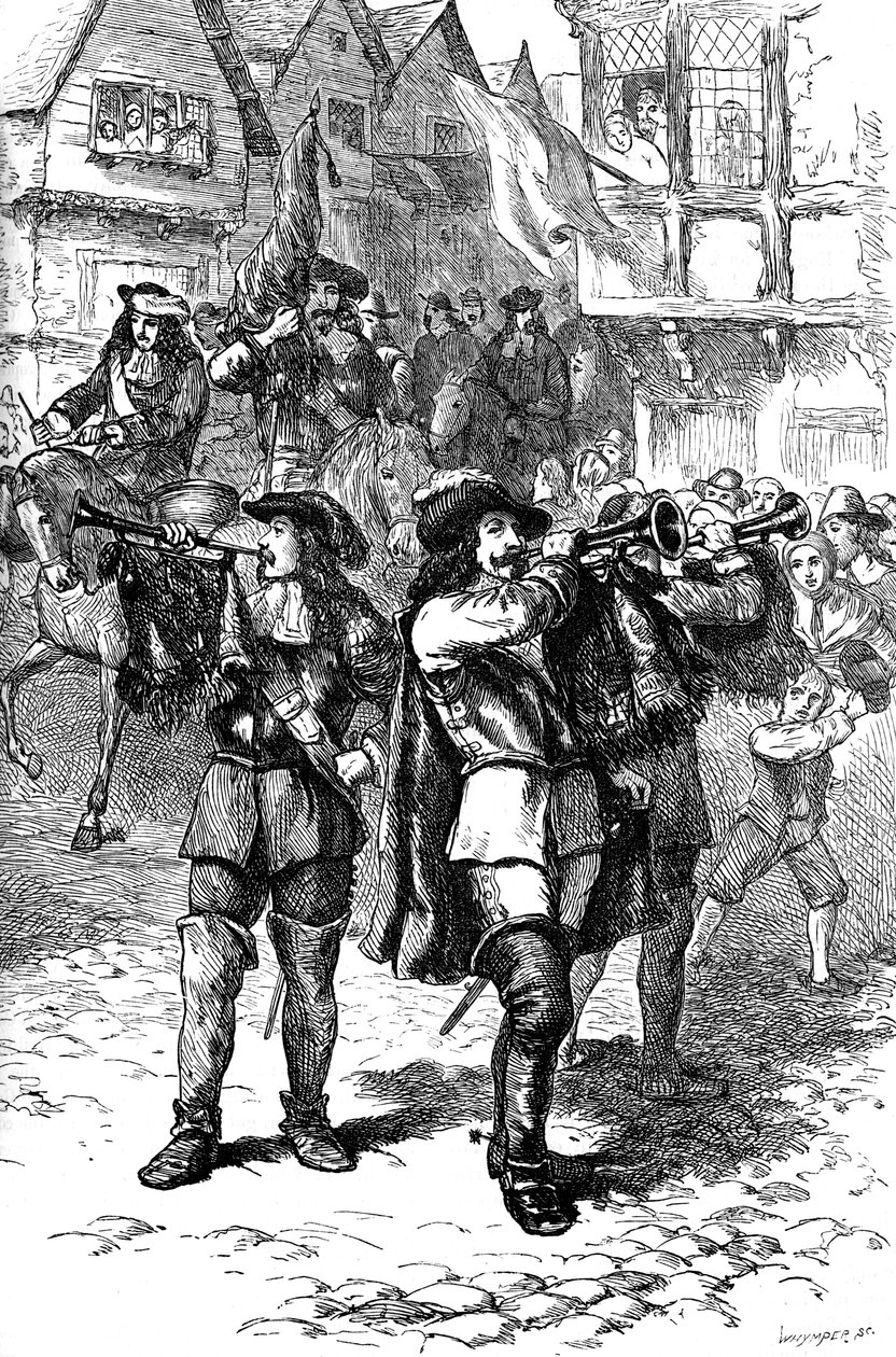 James II julistettiin Bostonissa, 1685 c1880 tekijältä Whymper
