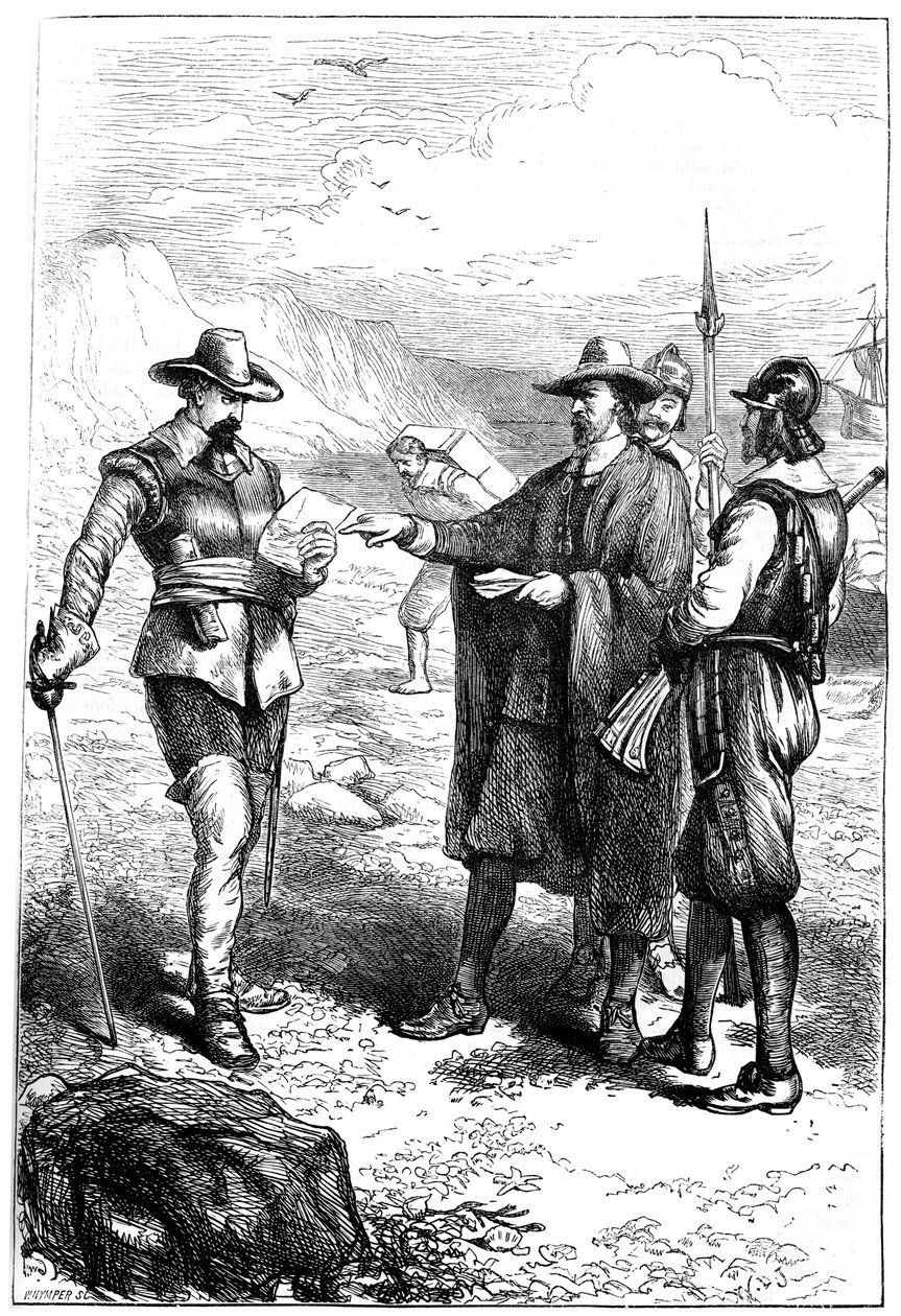 Samuel Gortonsin laskeutuminen Amerikkaan, c1636 c1880. tekijältä Whymper