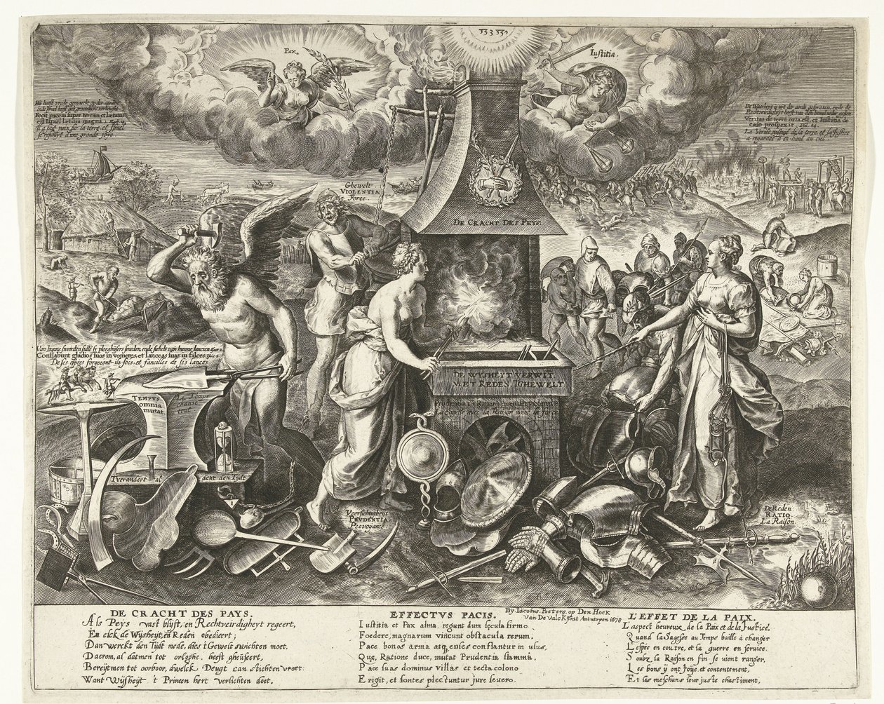 Rauhan voima, 1678 The Power of the Pays (otsikko esineessä) tekijältä Wierix