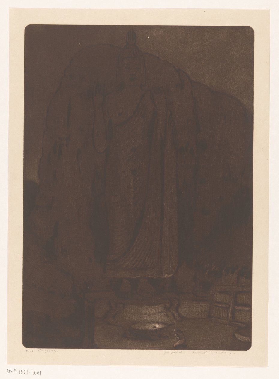 Beeld van de boeddha Avukana Kekirawassa Sri Lankassa Het gebed (alkuperäinen nimi) tekijältä Wijnand Otto Jan Nieuwenkamp (signed by artist)